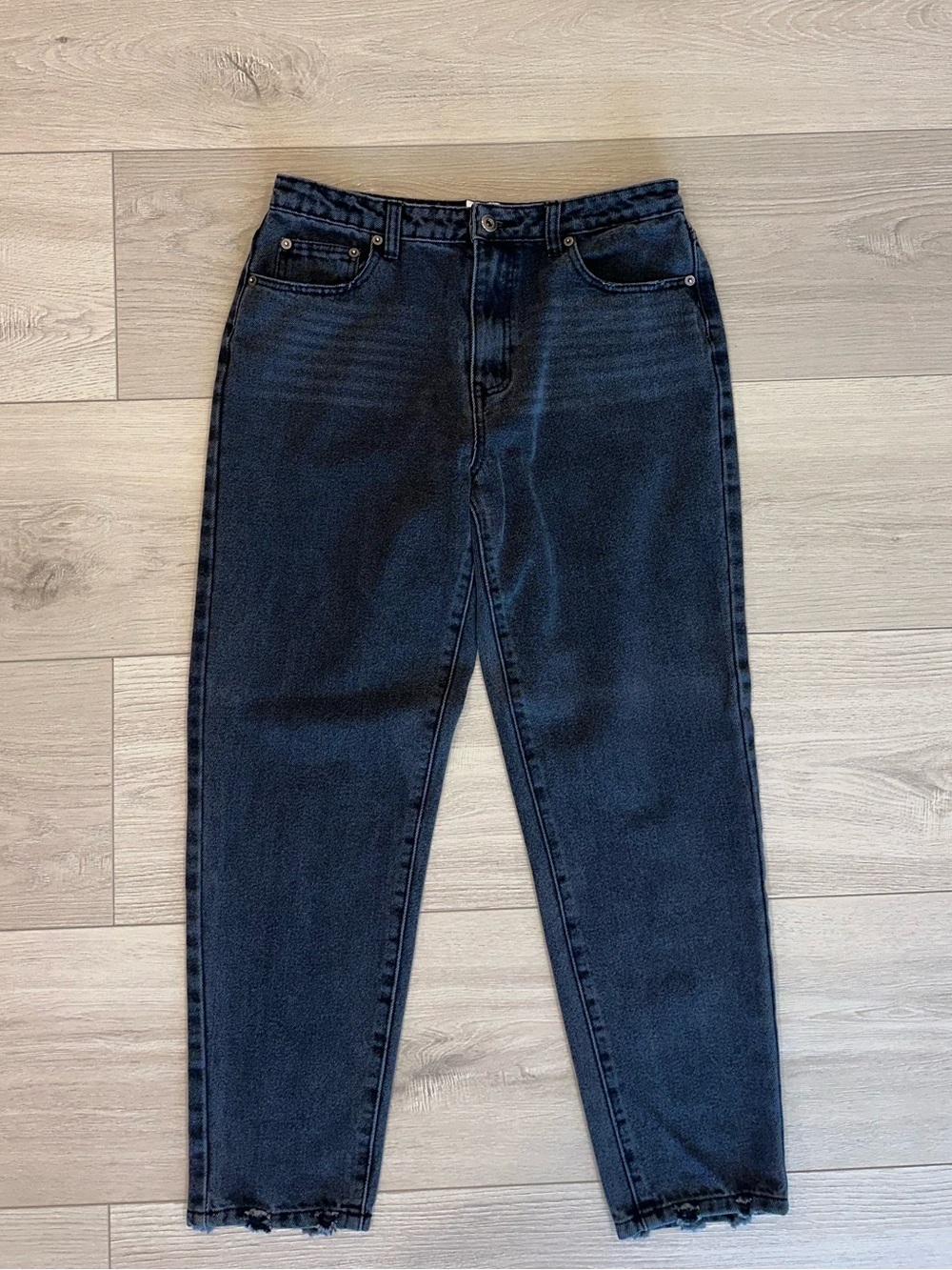 Princess Polly Black Boyfriend Jeans with Raw Hem